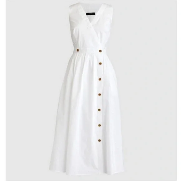 Women's J.Crew Sleeveless A-Line Poplin Dress White Size 8 - Picture 5 of 9